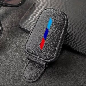 One piece Universal BMW glasses clip Faux Leather car sun visor holder.